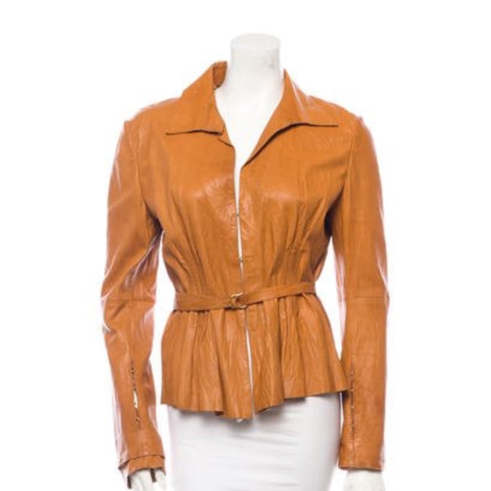 Roberto cavalli cognac leather coat - Picture 7 of 9